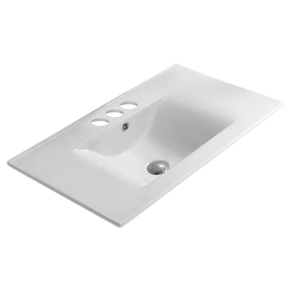 23.8 W 3H4 Ceramic Top Set In White Color, Overflow Drain Incl.
